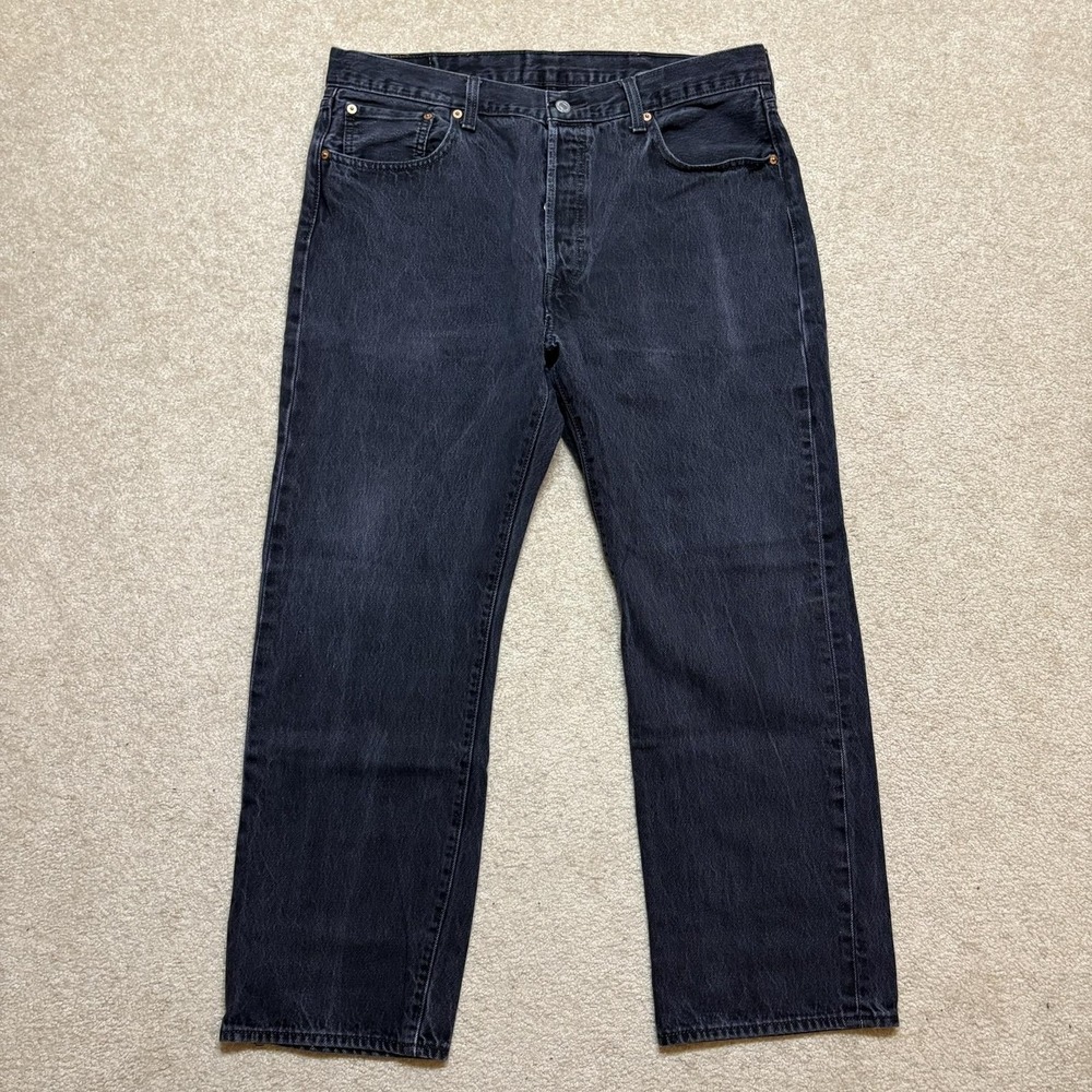 Levis 501 Jeans Mens 38x30 Black Regular Fit Straight Leg Button Fly Denim Pants